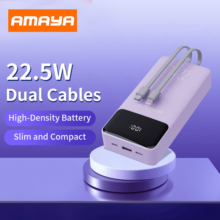 Amaya APW-13 power bank 20000mAh 22.5W super fast charging with 2 lines - Amayakenya