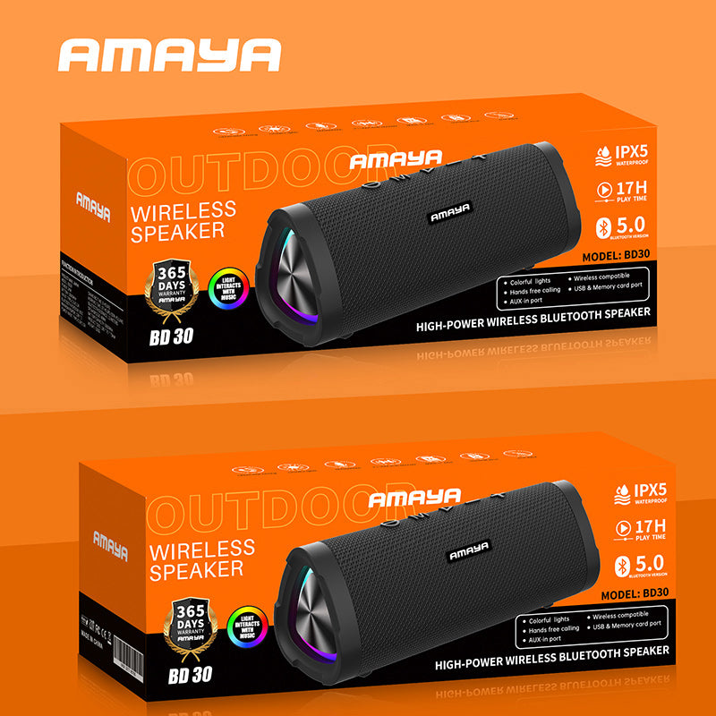 Amaya BD30 wireless Bluetooth speaker IPX5 waterproof with colorful lights - Amayakenya
