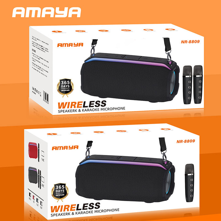 Amaya BD26 wireless Bluetooth speaker 4000mAh outdoor Karaoke with wireless microphone and colorful lights - Amayakenya